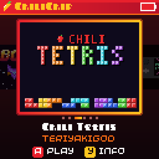 Chili Tetris selected on the ChiliChip OS home screen