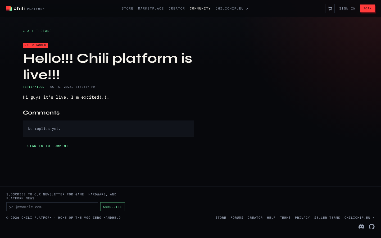 A forum thread on the chili platform